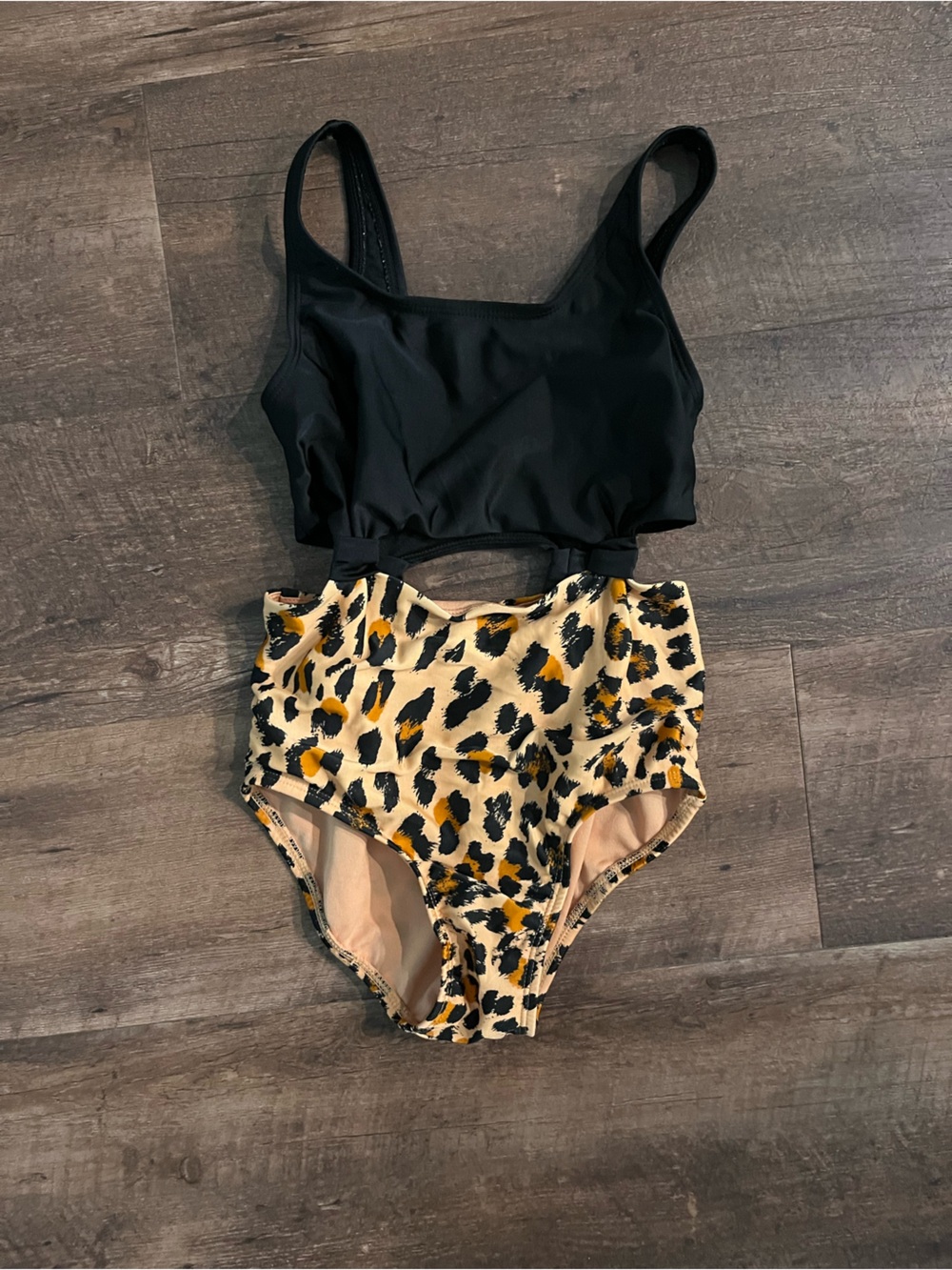 art class Black One Piece with Tan and Leopard Accents